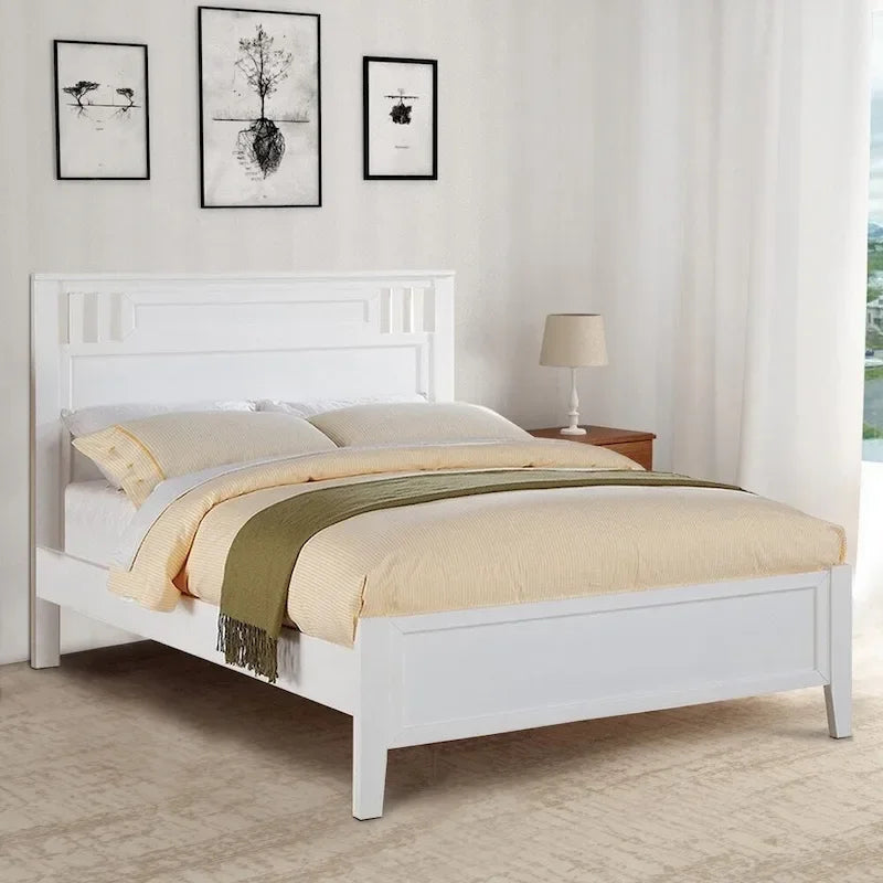 Fantastico letto matrimoniale in legno con finitura bianca