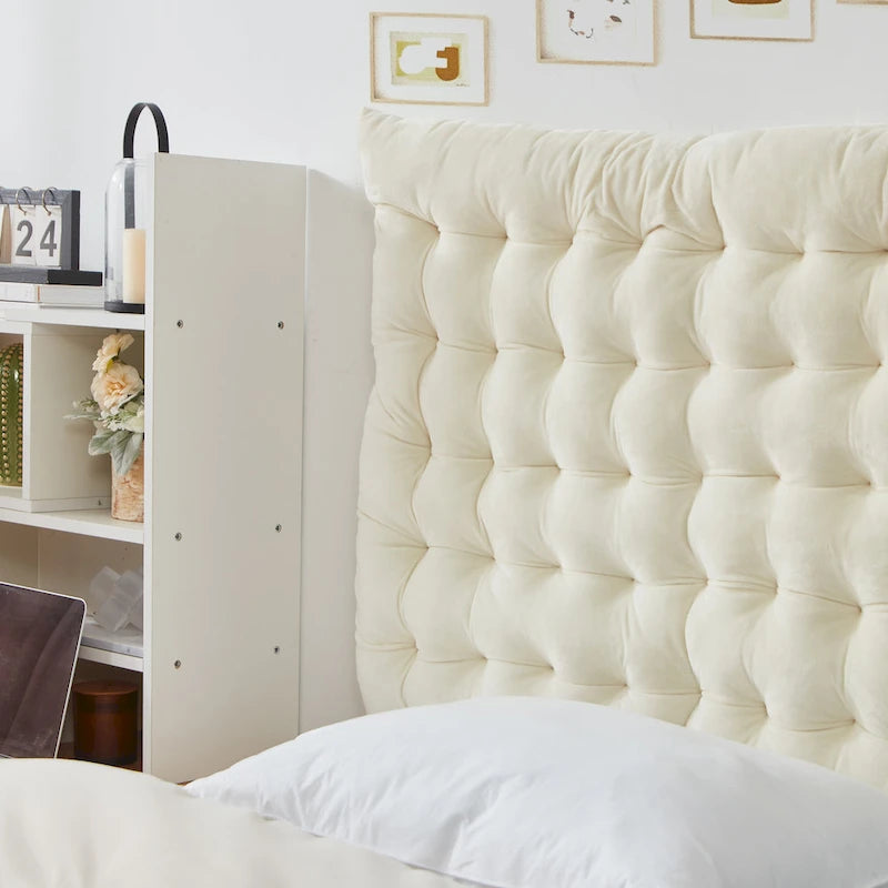 Testiera imbottita in velluto per letto singolo/matrimoniale extra-large, montaggio a parete o su struttura, adatta per dormitorio