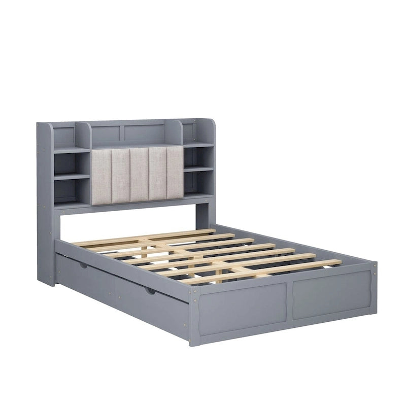 Letto Matrimoniale Multifunzionale con 4 Cassetti Contenitori Portatili Sotto al Letto