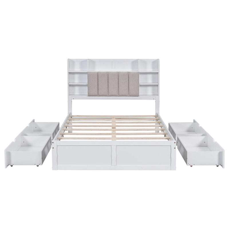 Letto Matrimoniale Multifunzionale con 4 Cassetti Contenitori Portatili Sotto al Letto
