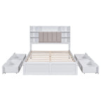 Letto Matrimoniale Multifunzionale con 4 Cassetti Contenitori Portatili Sotto al Letto
