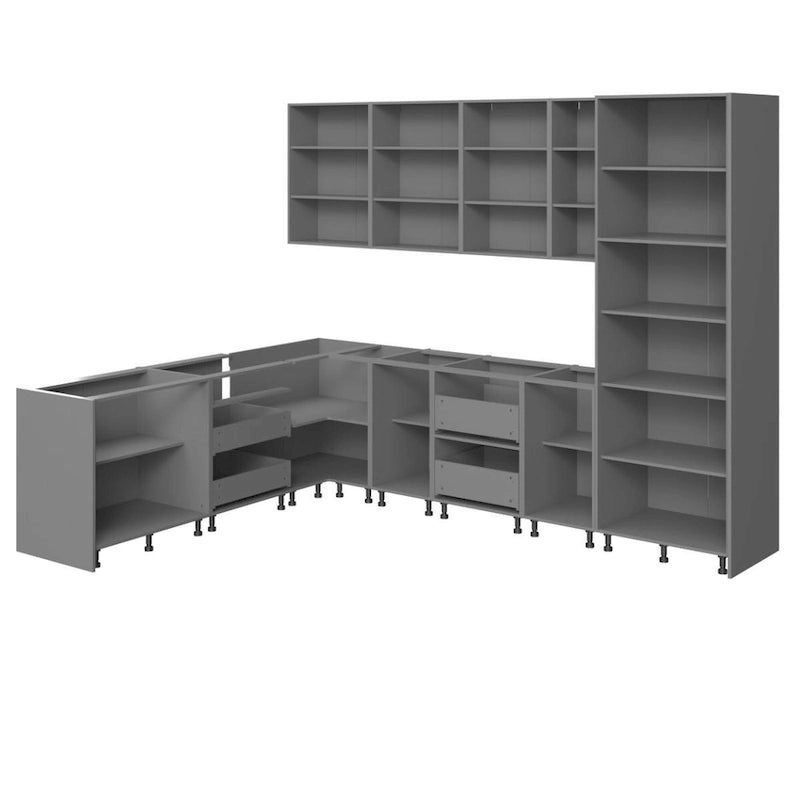 Set di Mobili Moderni per Cucina, Bianco Lucido e Grigio, 244x305 cm (8x10Ft) - 320x244 cm (126x96 pollici)