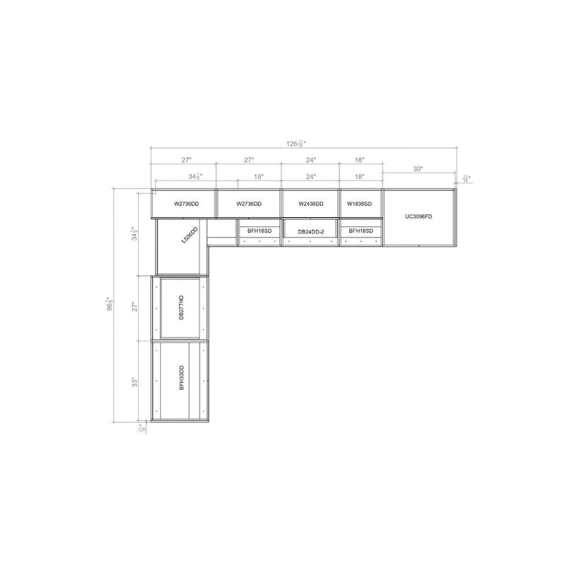 Set di Mobili Moderni per Cucina, Bianco Lucido e Grigio, 244x305 cm (8x10Ft) - 320x244 cm (126x96 pollici)
