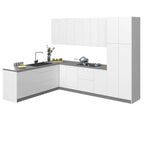 Set di Mobili Moderni per Cucina, Bianco Lucido e Grigio, 244x305 cm (8x10Ft) - 320x244 cm (126x96 pollici)