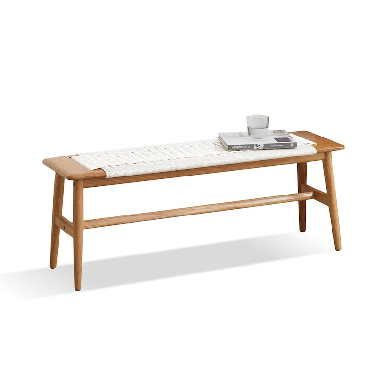 Panca-letto in legno di rovere naturale per soggiorno, camera da letto, bagno