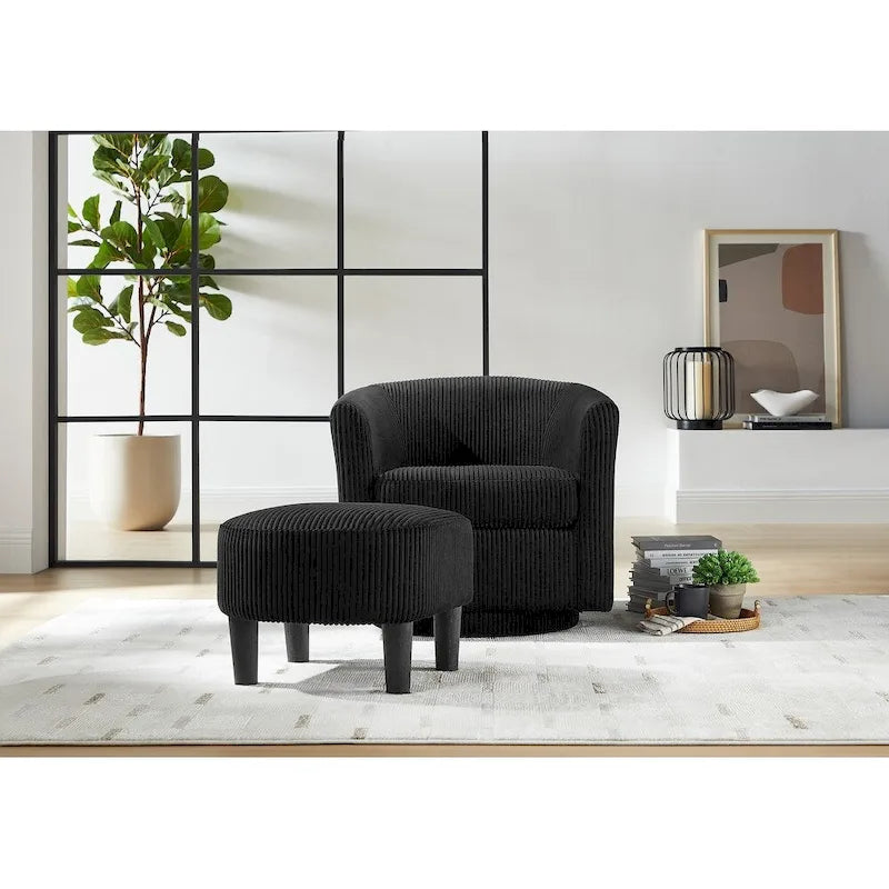 Poltrona girevole accent con pouf