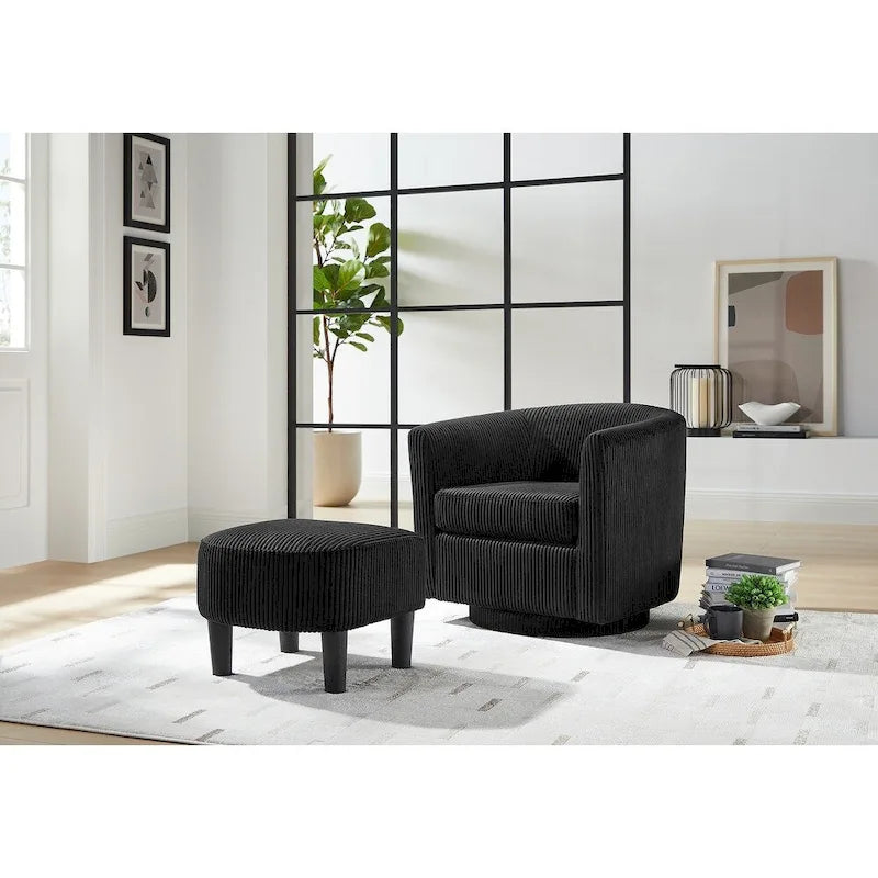 Poltrona girevole accent con pouf