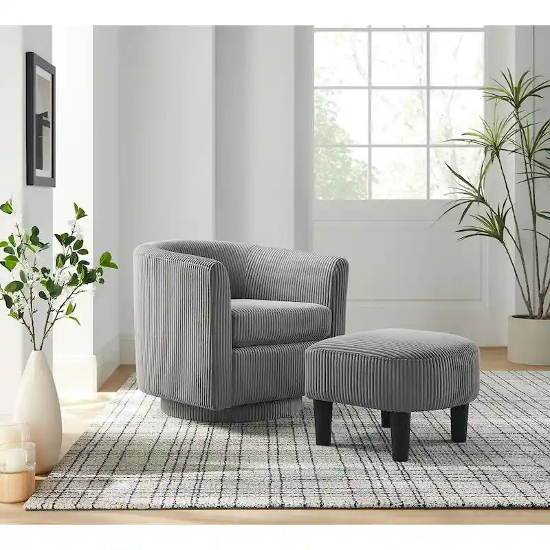 Poltrona girevole accent con pouf