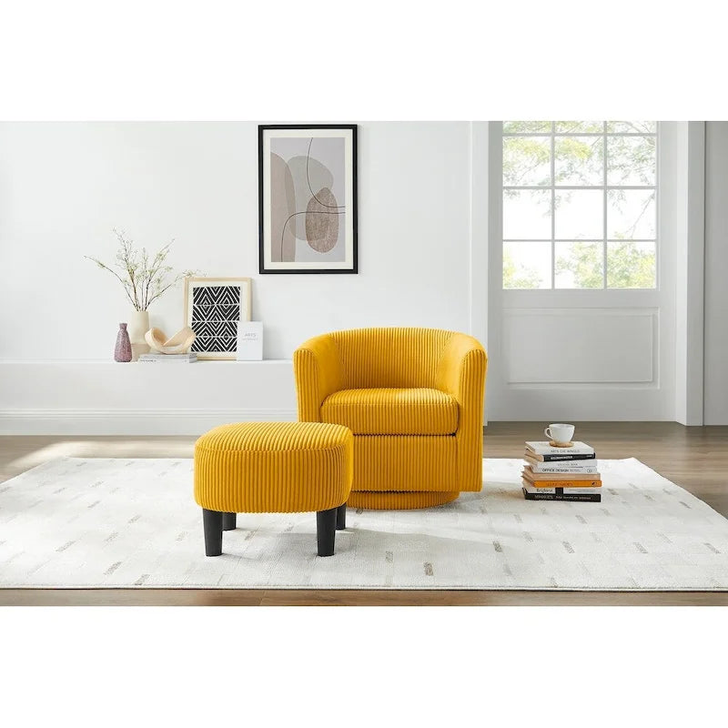Poltrona girevole accent con pouf