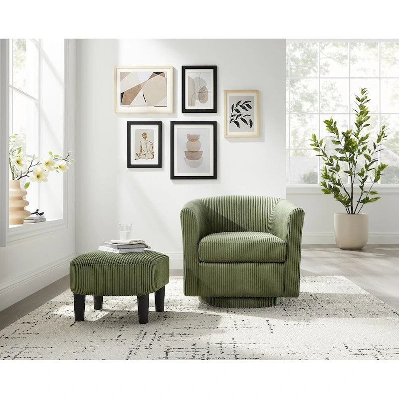 Poltrona girevole accent con pouf