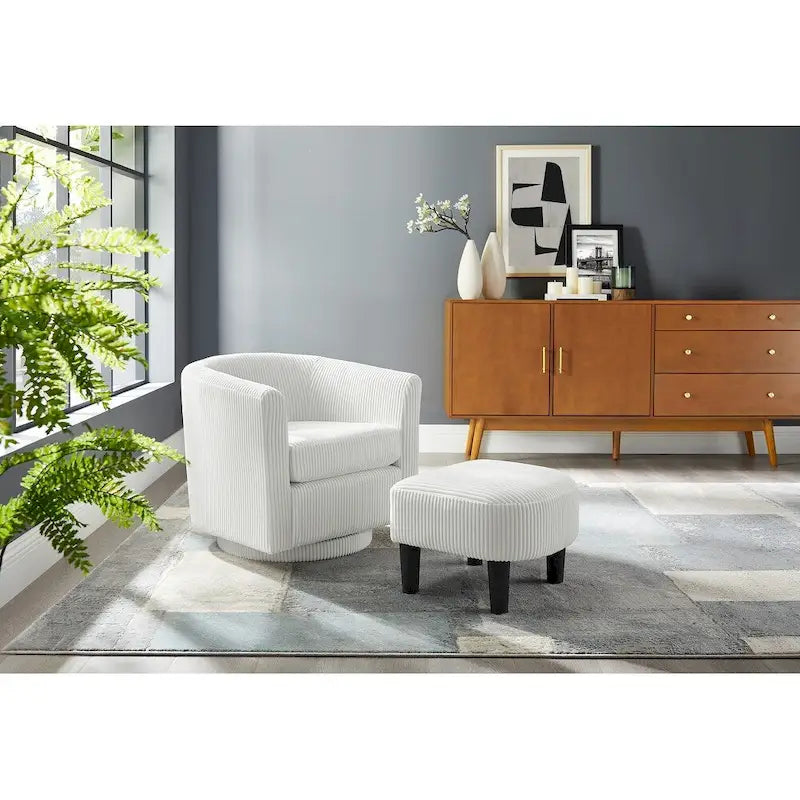 Poltrona girevole accent con pouf