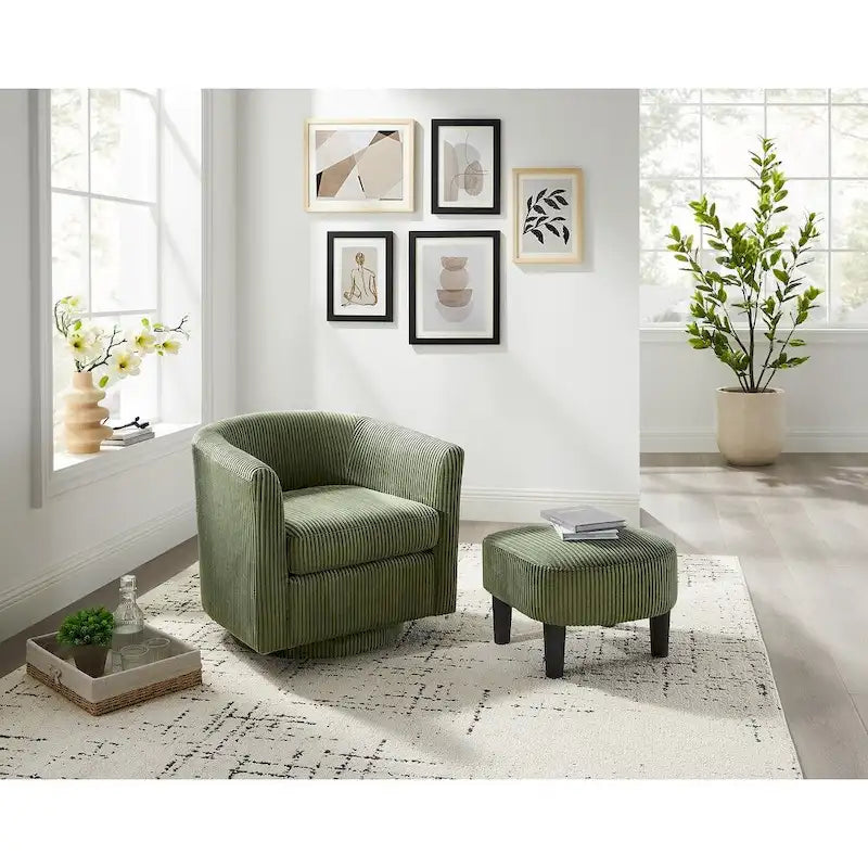 Poltrona girevole accent con pouf