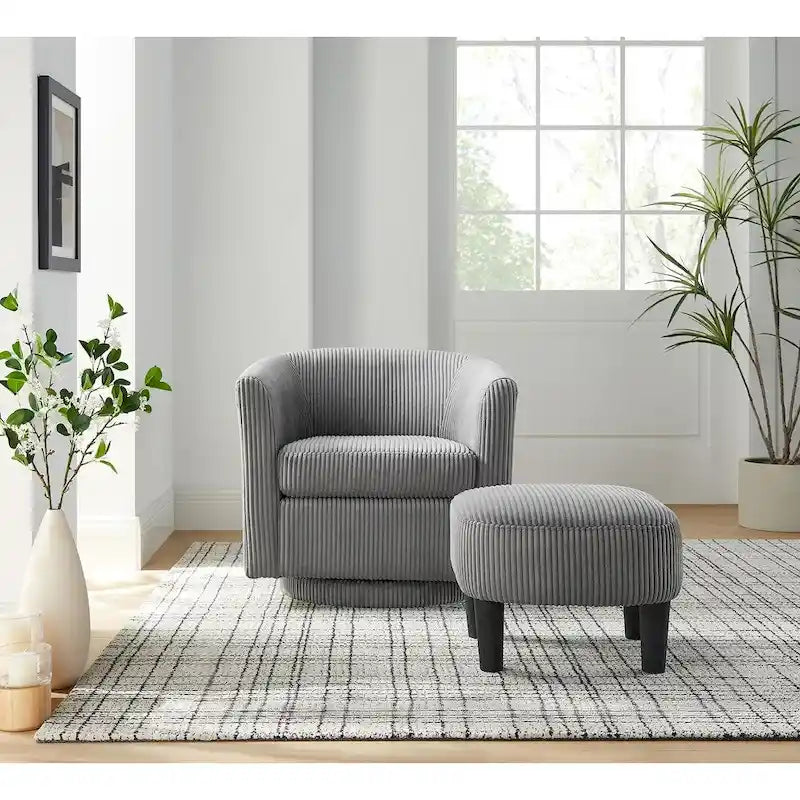 Poltrona girevole accent con pouf
