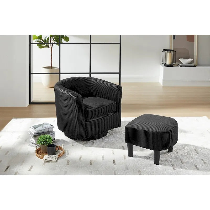 Poltrona girevole accent con pouf