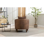 Poltrona a botte rotonda imbottita Mid-Century con pouf poggiapiedi