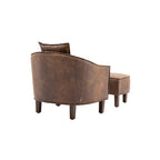 Poltrona a botte rotonda imbottita Mid-Century con pouf poggiapiedi