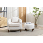 Poltrona a botte rotonda imbottita Mid-Century con pouf poggiapiedi