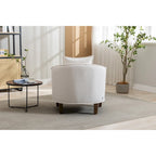 Poltrona a botte rotonda imbottita Mid-Century con pouf poggiapiedi