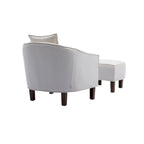 Poltrona a botte rotonda imbottita Mid-Century con pouf poggiapiedi