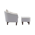 Poltrona a botte rotonda imbottita Mid-Century con pouf poggiapiedi
