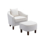 Poltrona a botte rotonda imbottita Mid-Century con pouf poggiapiedi
