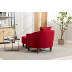 Poltrona a botte rotonda imbottita Mid-Century con pouf poggiapiedi