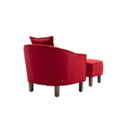 Poltrona a botte rotonda imbottita Mid-Century con pouf poggiapiedi