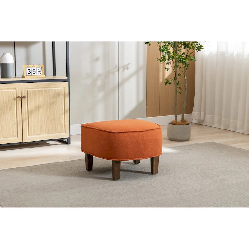 Poltrona a botte rotonda imbottita Mid-Century con pouf poggiapiedi