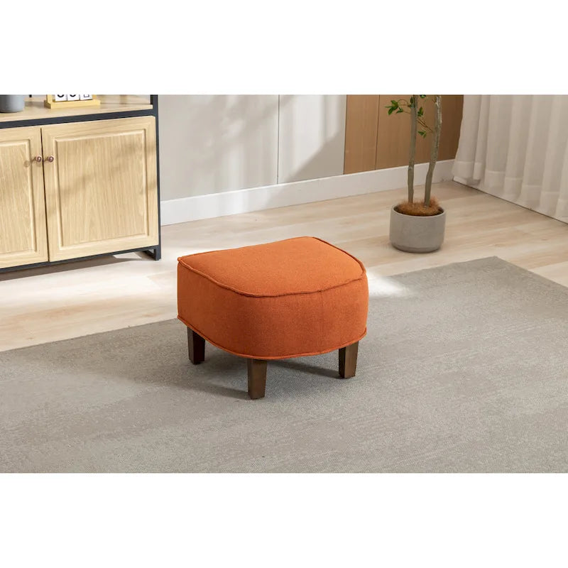 Poltrona a botte rotonda imbottita Mid-Century con pouf poggiapiedi