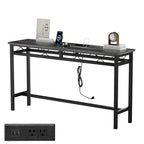 o Tavolo Consolle con Stazione di Ricarica e Porte USB, Grigio Carbone