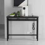 o Tavolo Consolle con Stazione di Ricarica e Porte USB, Grigio Carbone