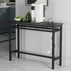o Tavolo Consolle con Stazione di Ricarica e Porte USB, Grigio Carbone
