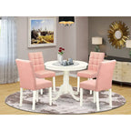  Kitchen Set Includes a Round Kitchen Table and Chairs, Linen White (Pieces Options)