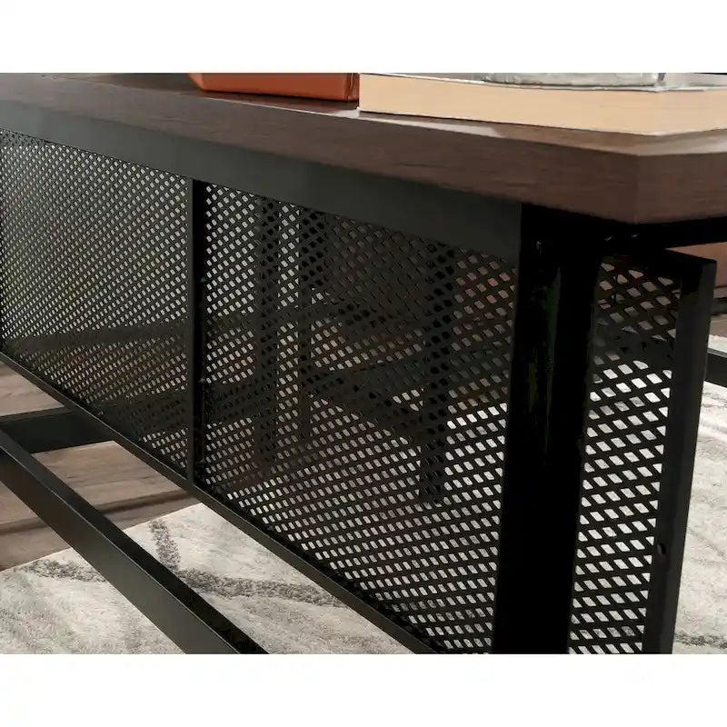 Scrivania a L con 3 cassetti e cassetto portadocumenti, finitura Rovere Barrique