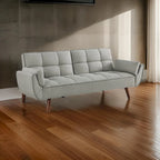 Kori 84 Inch Sofa Futon Bed with Tufted Back, Angled Legs, Gray Fabric