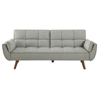 Divano letto futon moderno di metà secolo da 84 pollici, schienale capitonné, gambe affusolate angolate, tessuto grigio