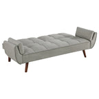 Divano letto futon moderno di metà secolo da 84 pollici, schienale capitonné, gambe affusolate angolate, tessuto grigio