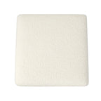 Poggiapiedi Pouf Quadrato in Bouclé con Gambe Affusolate in Legno, Bianco Avorio - 52 x 51 x 46 cm