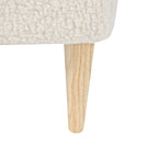 Poggiapiedi Pouf Quadrato in Bouclé con Gambe Affusolate in Legno, Bianco Avorio - 52 x 51 x 46 cm