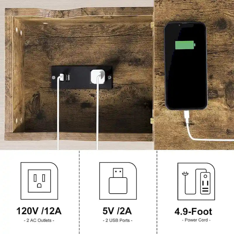 Tavolino con porte USB e prese di corrente