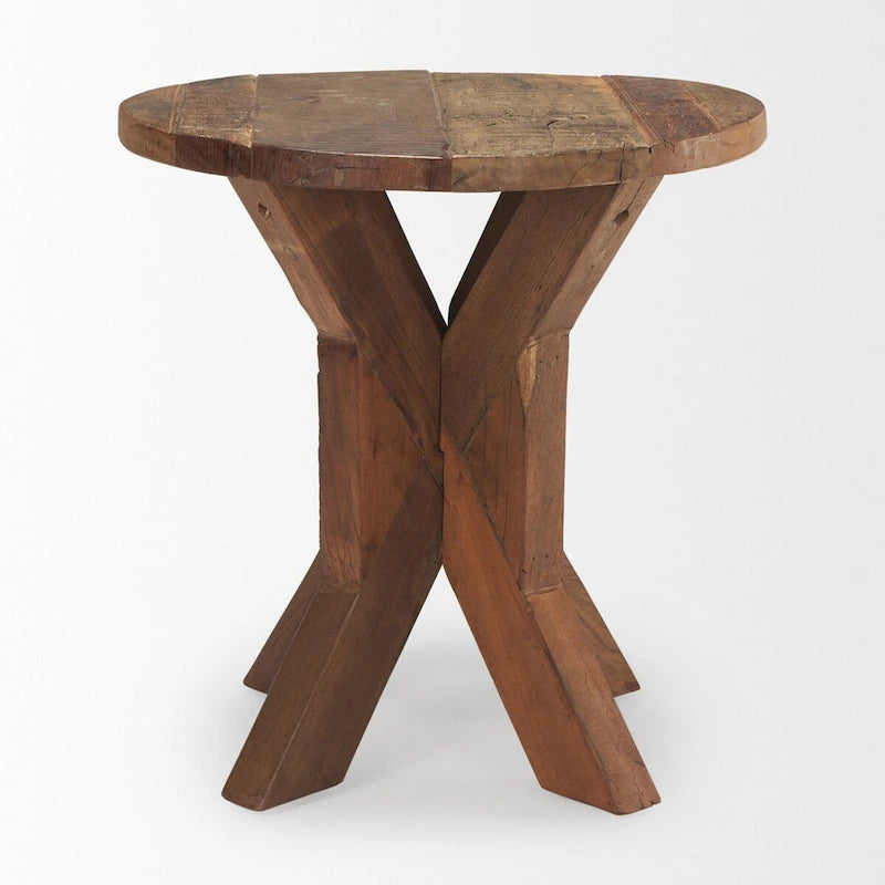Tavolino da salotto in legno marrone recuperato - 25,8L x 25,8P x 26,0A