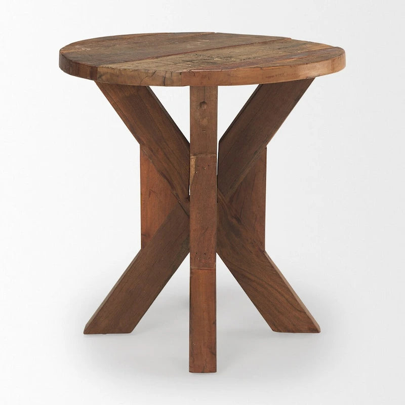 Tavolino da salotto in legno marrone recuperato - 25,8L x 25,8P x 26,0A