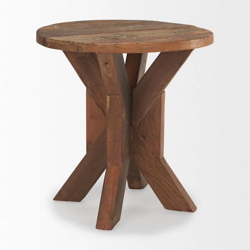 Tavolino da salotto in legno marrone recuperato - 25,8L x 25,8P x 26,0A