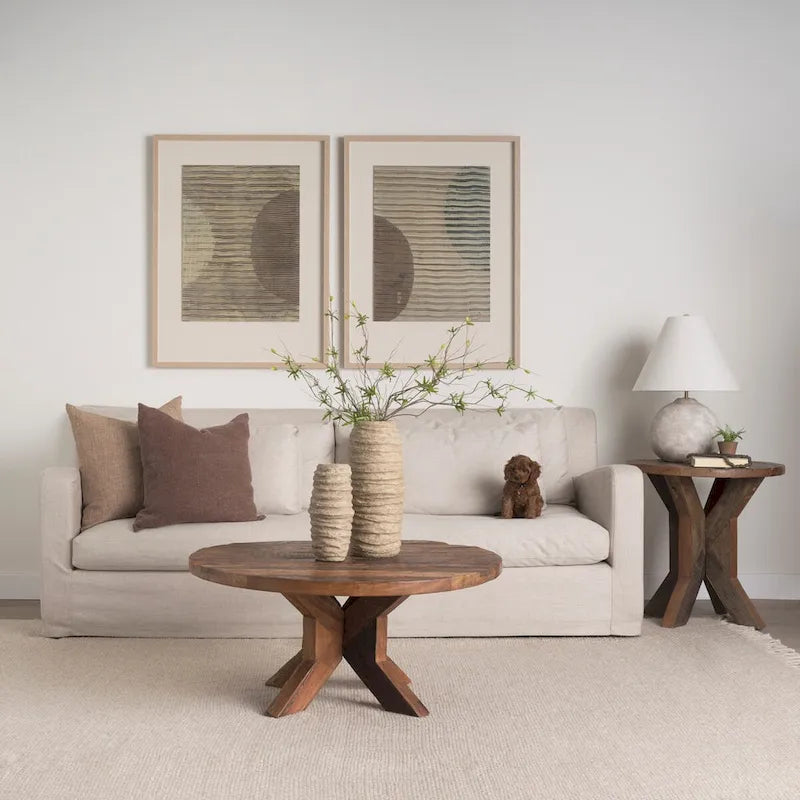 Tavolino da salotto in legno marrone recuperato - 25,8L x 25,8P x 26,0A