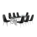 Set da pranzo con tavolo grande in vetro