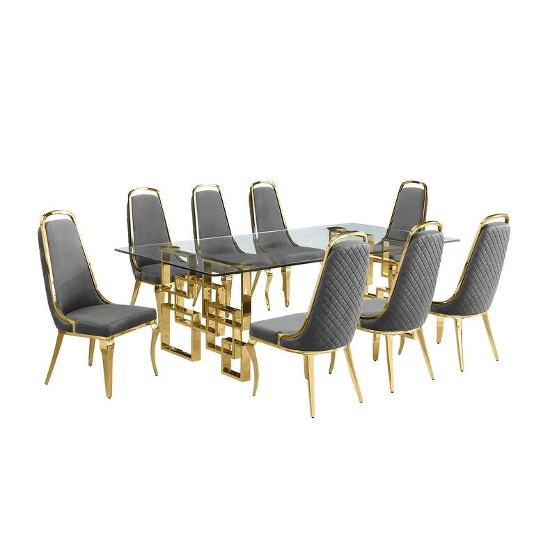 Set da pranzo con tavolo grande in vetro