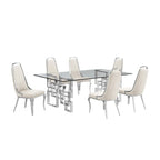 Set da pranzo con tavolo grande in vetro