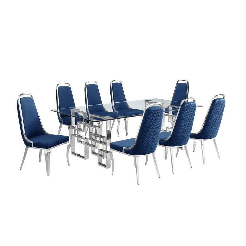 Set da pranzo con tavolo grande in vetro
