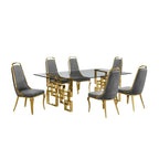 Set da pranzo con tavolo grande in vetro