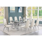 Set da pranzo con tavolo grande in vetro